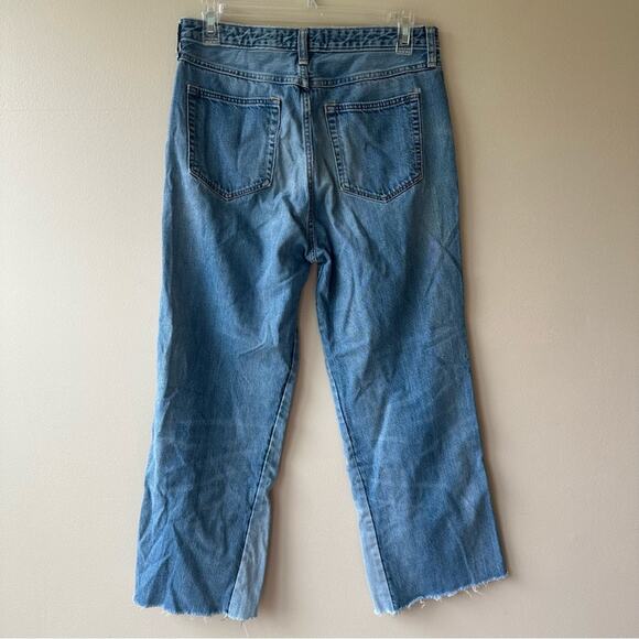 Abercrombie & Fitch Wide Leg Jeans Cropped Raw Hem Two Tone Women’s 27 Boho - Picture 3 of 16